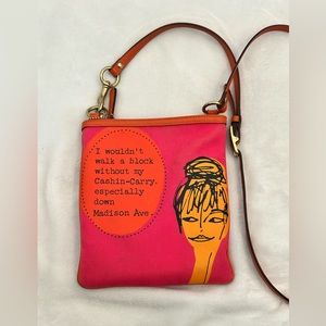 Coach Cashin Carry Vintage Fushia and Orange Canvas and Leather Crossbody Bag